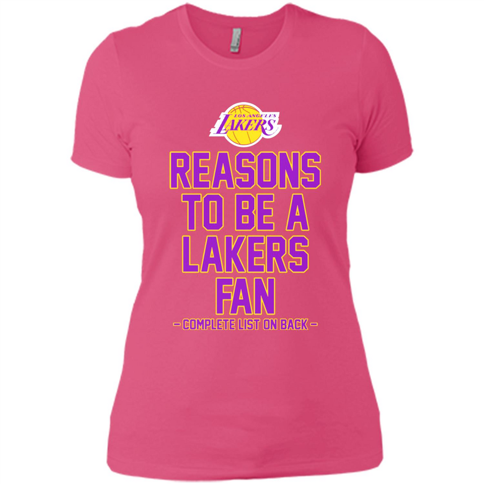 Reasons to be a Los Angeles Lakers Fan Complete List on Back - Ladies' Boyfriend T-Shirt