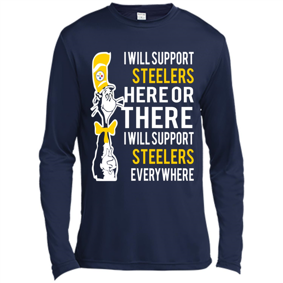 Shirt For Dr Seuss Cat And Pittsburgh Steelers Fans - Canvas Long Sleeve T-Shirt