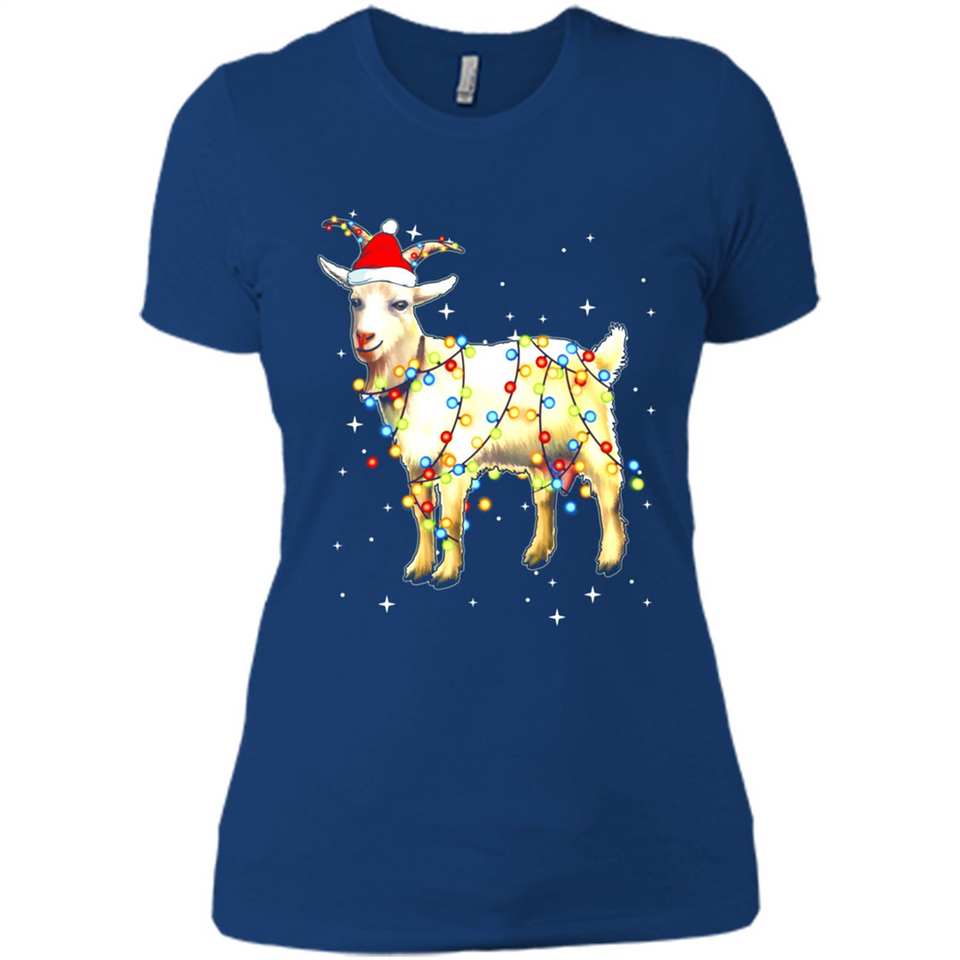 Christmas Lights Goat Wearing Santa Hat Funny Xmas - Ladies' Boyfriend T-Shirt