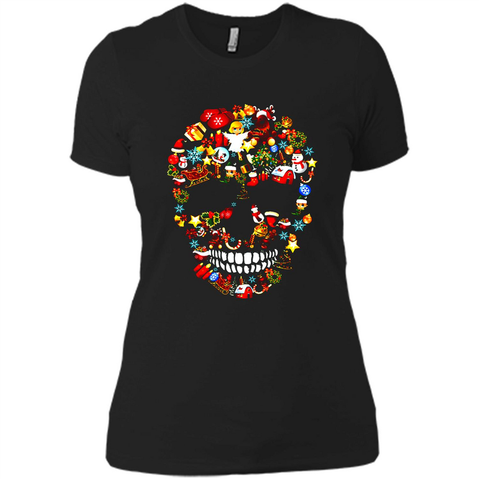 Skull Christmas Decorations Merry Xmas T-Shirt - Ladies' Boyfriend T-Shirt