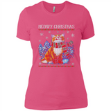 Christmas Ugly Sweater Cat With Christmas Meowy Chritstmas - Ladies' Boyfriend T-Shirt