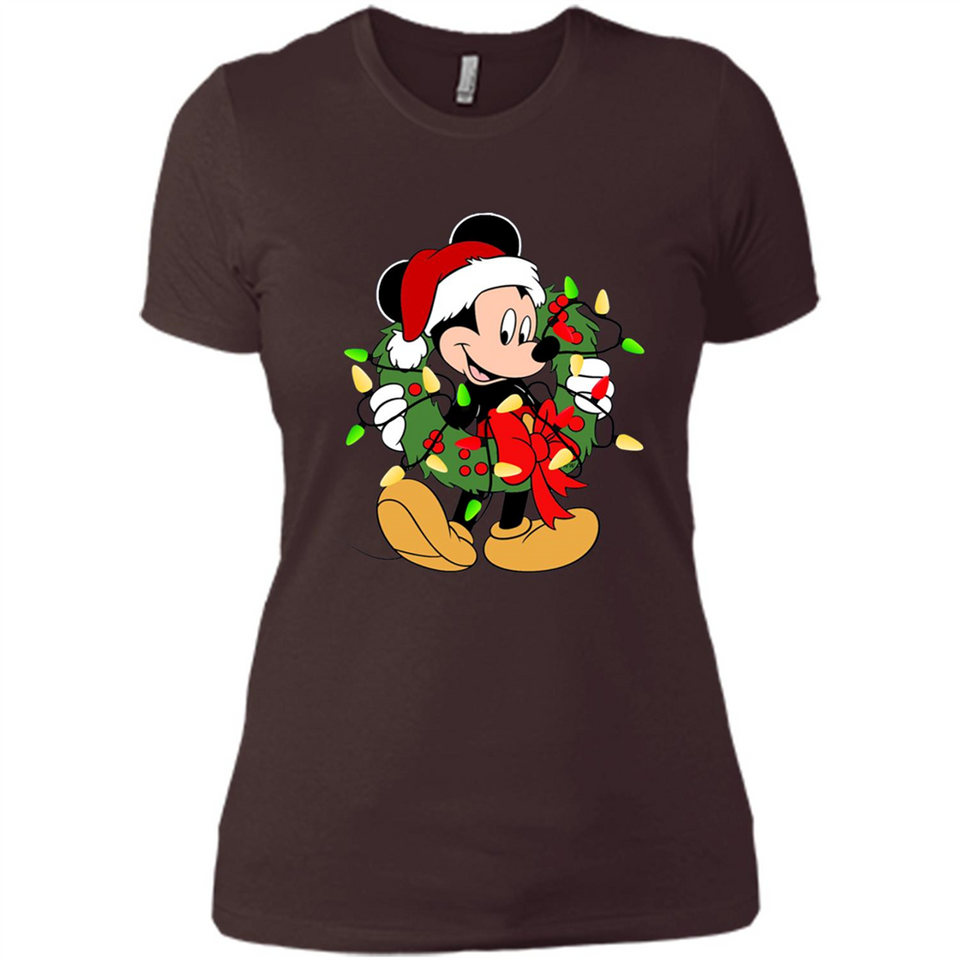 Disney Mickey Mouse Christmas Lights Sweatshirt - Ladies' Boyfriend T-Shirt