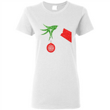 Funny Grinch Hand holding Firefighter ornament Christmas Sporty T-Shirt - Ladies Short-Sleeve
