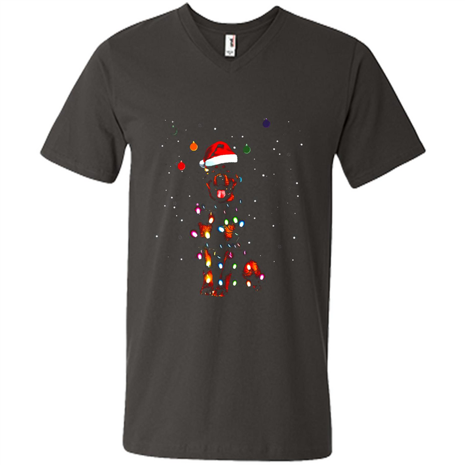 Rottweiler Santa Lights Christmas Dog Xmas Sweatshirt - Men's V-Neck