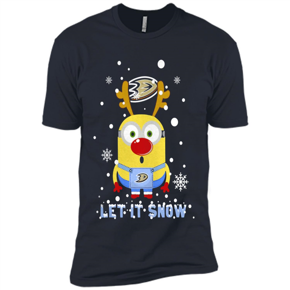 Minion Anaheim Ducks Ugly Christmas Sweater Let it Snow - Premium Short Sleeve T-Shirt