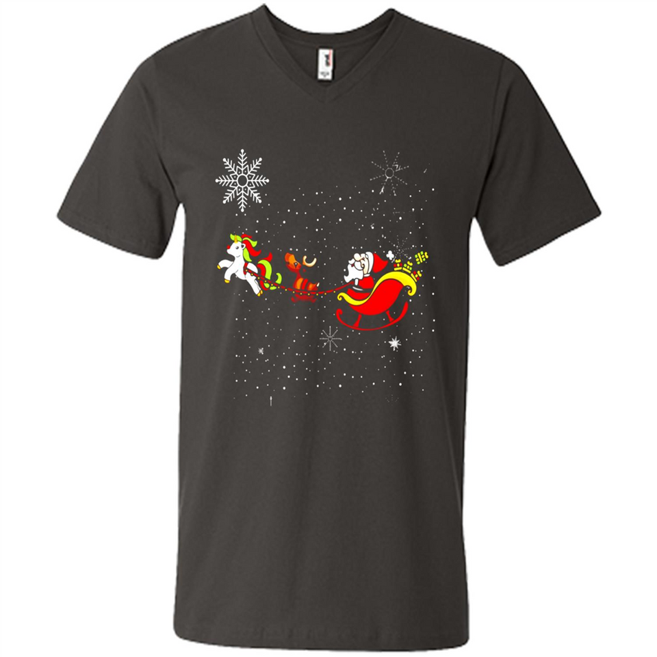 Christmas Unicorn Rudolph and Santa - Men's V-Neck