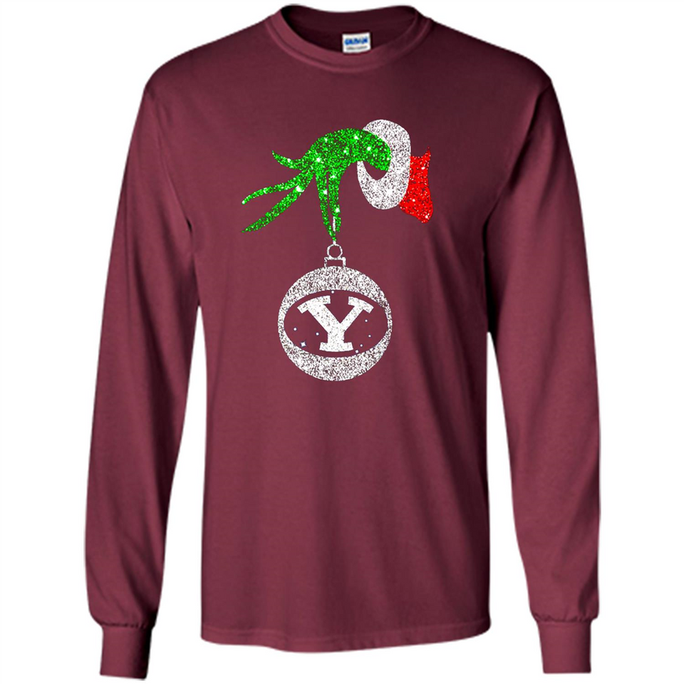 Fantastic Byu Cougars Glitter Grinch Monogram Ornament Christmas Gift - Long Sleeve T-Shirt