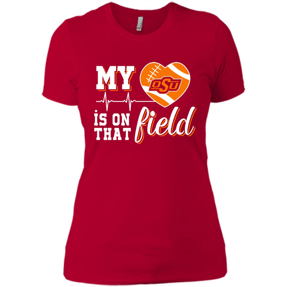Oklahoma State Cowboys Football My Heart is on that Field - Ladies' Boyfriend T-Shirt
