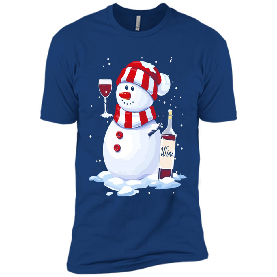Cute Snowman drink Red Wine Christmas - Premium Short Sleeve T-Shirt