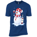 Cute Snowman drink Red Wine Christmas - Premium Short Sleeve T-Shirt