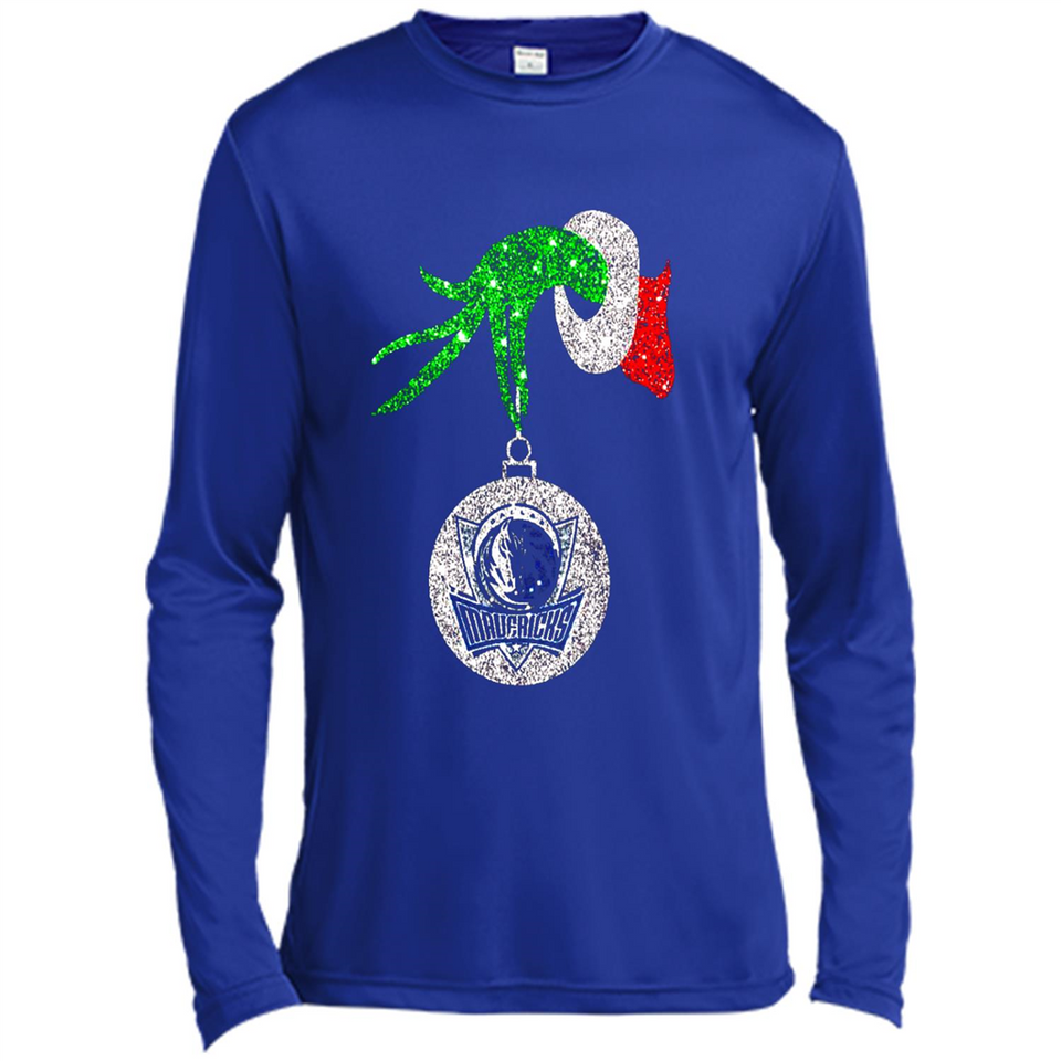 Amazing Dallas Mavericks Glitter Grinch Monogram Ornament Christmas Gift - Canvas Long Sleeve T-Shirt