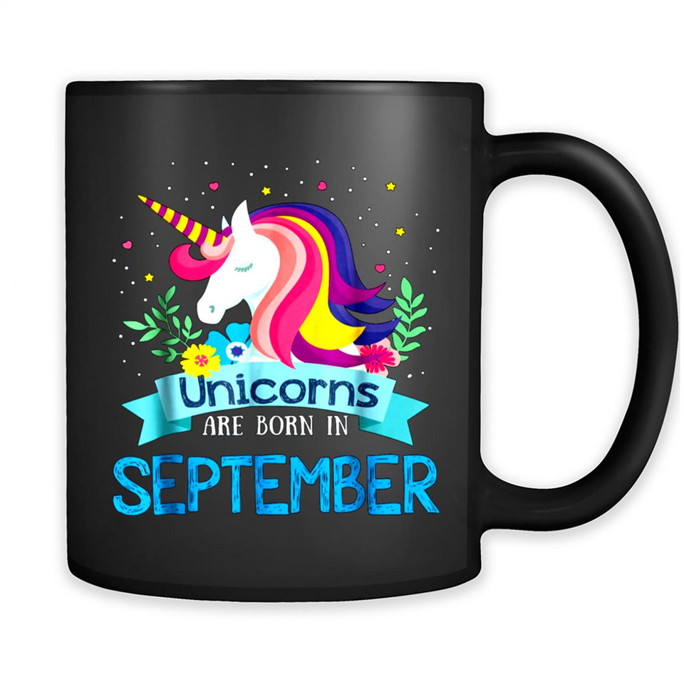 Unicorns are born in September Birthday Rainbow Gift Ladies Custom
