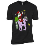 Distressed Retro Santa Riding Unicorn - Premium Short Sleeve T-Shirt