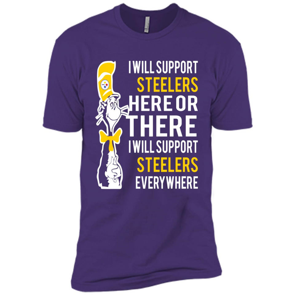 Shirt For Dr Seuss Cat And Pittsburgh Steelers Fans - Premium Short Sleeve T-Shirt