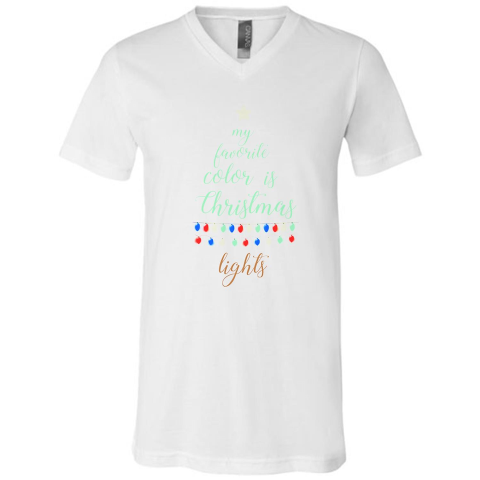 My Favorite Color is Christmas Lights Xmas Sporty T-Shirt - Canvas Unisex V-Neck