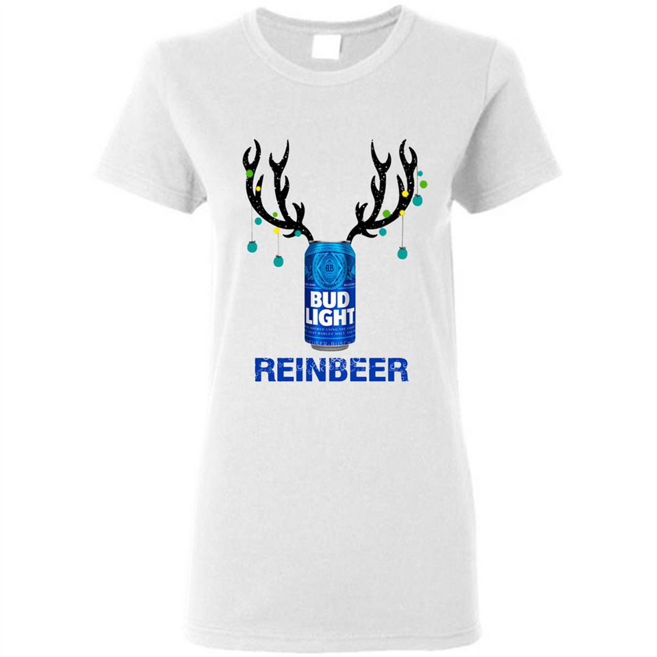 Bud Light Reinbeer Funny Beer Reindeer Christmas Sweatshirt - Ladies Short-Sleeve