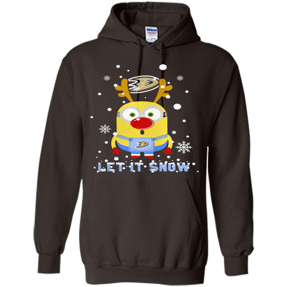 Minion Anaheim Ducks Ugly Christmas Sweater Let it Snow - Hoodie