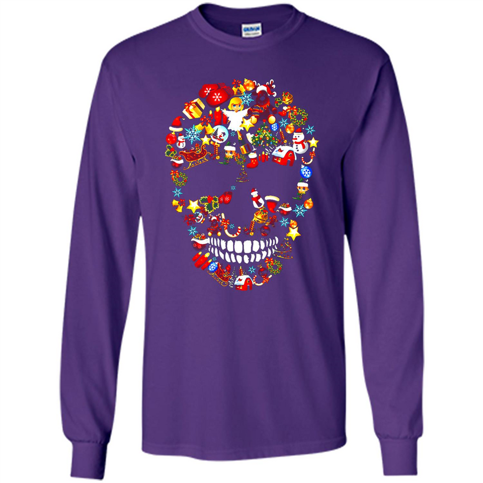 Skull Christmas Decorations Merry Xmas T-Shirt - Long Sleeve T-Shirt