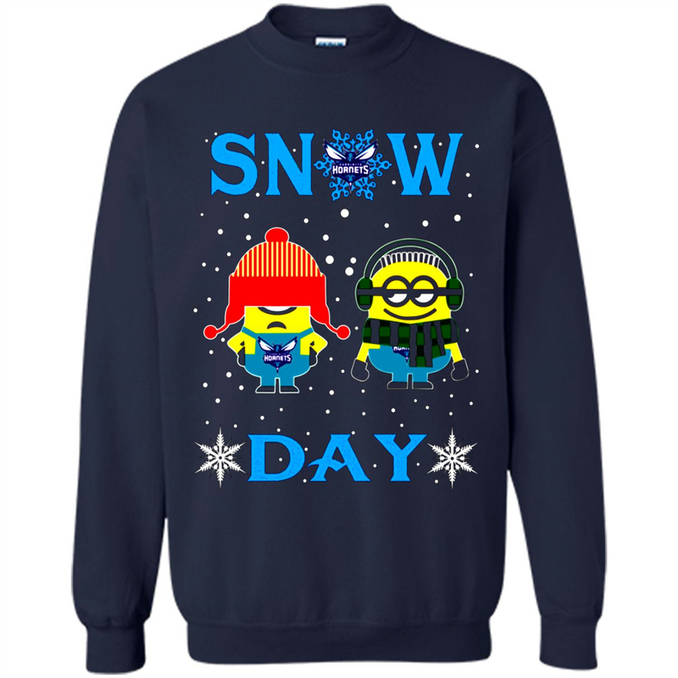 Snow Day Shirt For Charlotte Hornets Vs Minion Fans pingpong