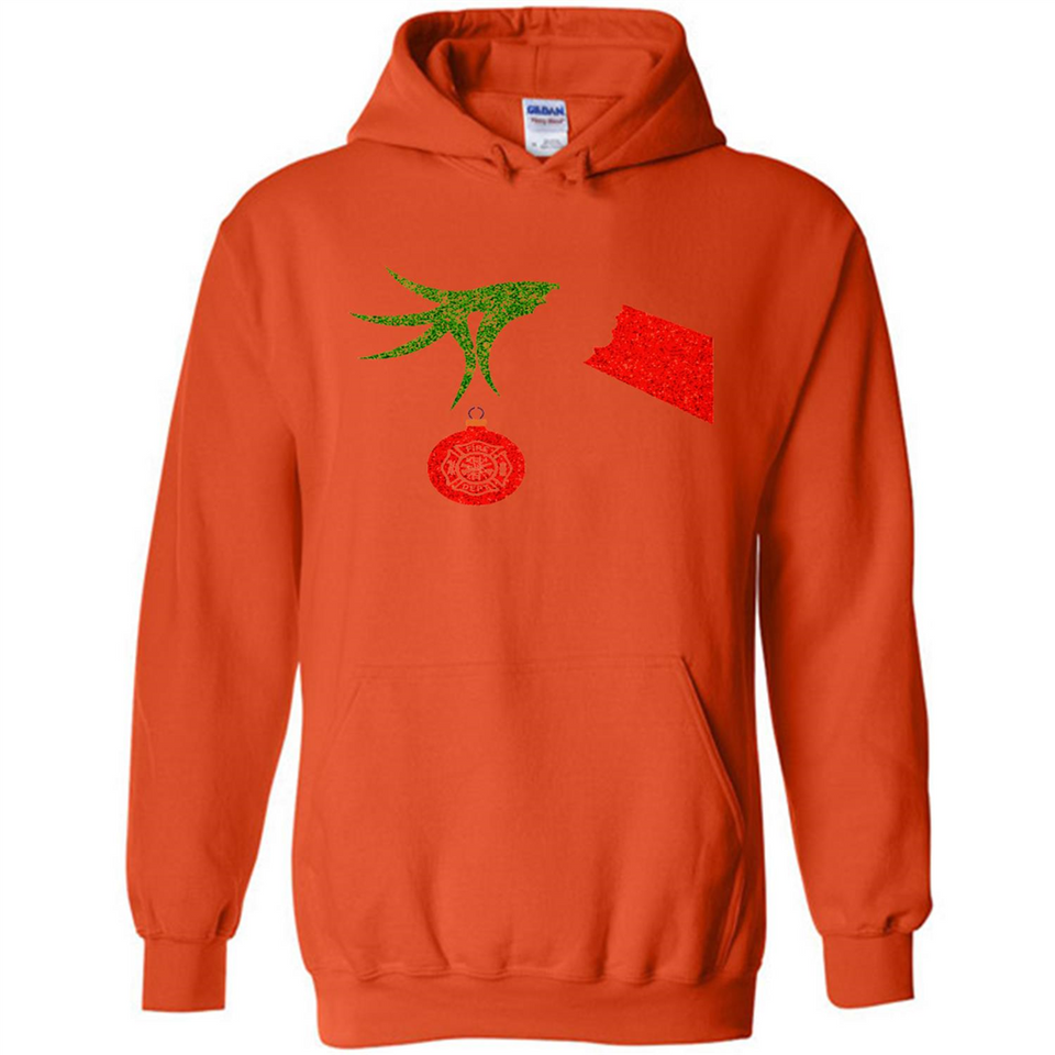 Funny Grinch Hand holding Firefighter ornament Christmas Sporty T-Shirt - Hoodie