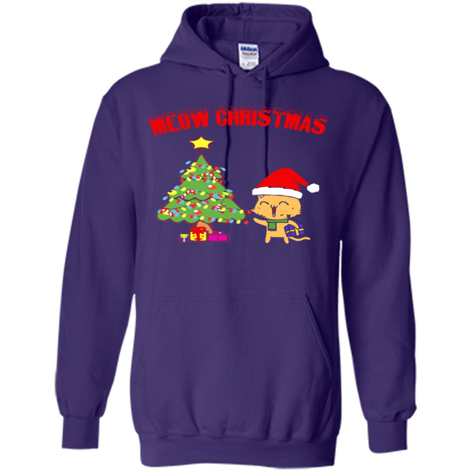Meow merry christmas- cat and pine merry christmas - Hoodie