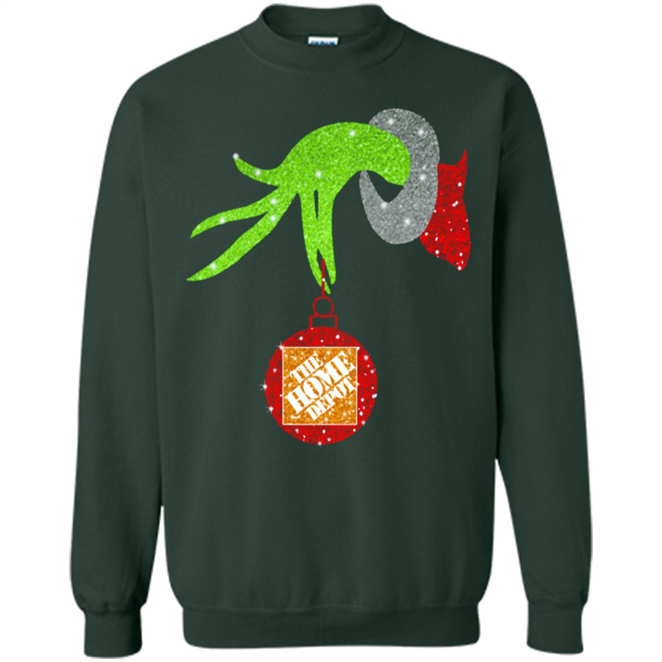 Grinch hand holding Logo HomeDepot Glitter Christmas - Sweatshirt
