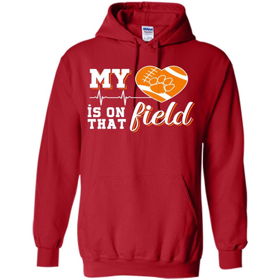 Clemson Tiger Paw Football My Heart is on that Field - Hoodie