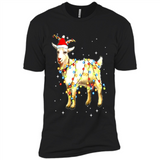 Christmas Lights Goat Wearing Santa Hat Funny Xmas - Premium Short Sleeve T-Shirt