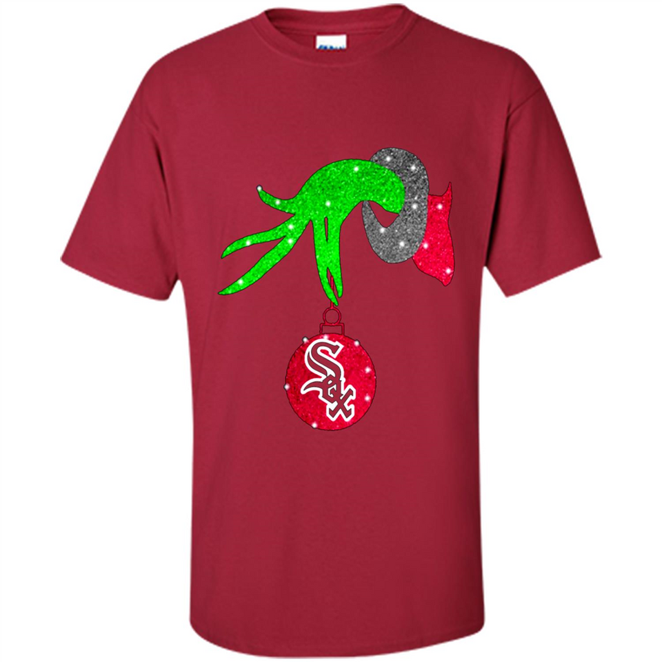 GRINCH HAND HOLDING CHICAGO WHITE SOX GLITTER CHRISTMAS PINGPONG