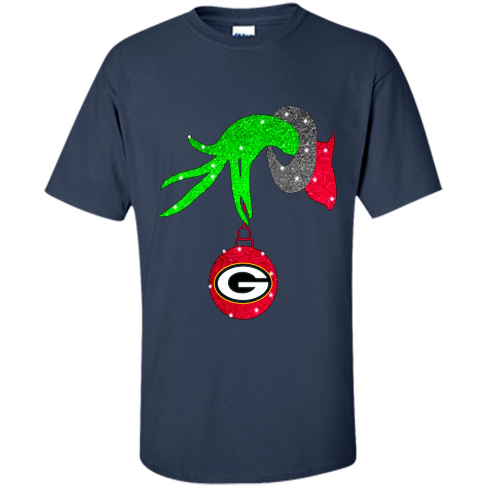 GRINCH HAND HOLDING GREEN BAY PACKERS GLITTER CHRISTMAS PINGPONG