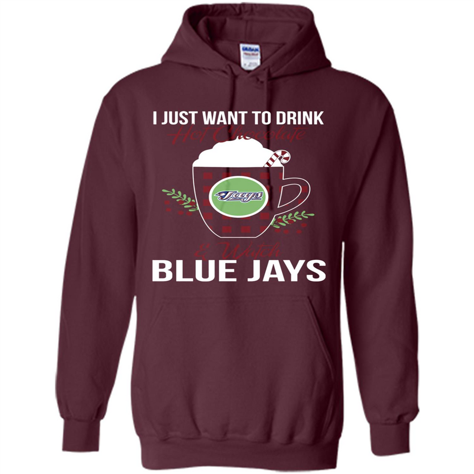 I Just Want To Drink Hot Chocolate & Watch Toronto Blue Jays Ugly Christmas Sweater PINGPONG