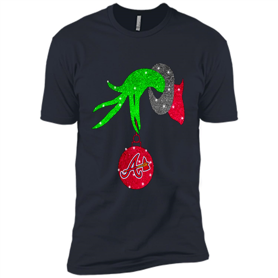 GRINCH HAND HOLDING ATLANTA BRAVES GLITTER CHRISTMAS PINGPONG