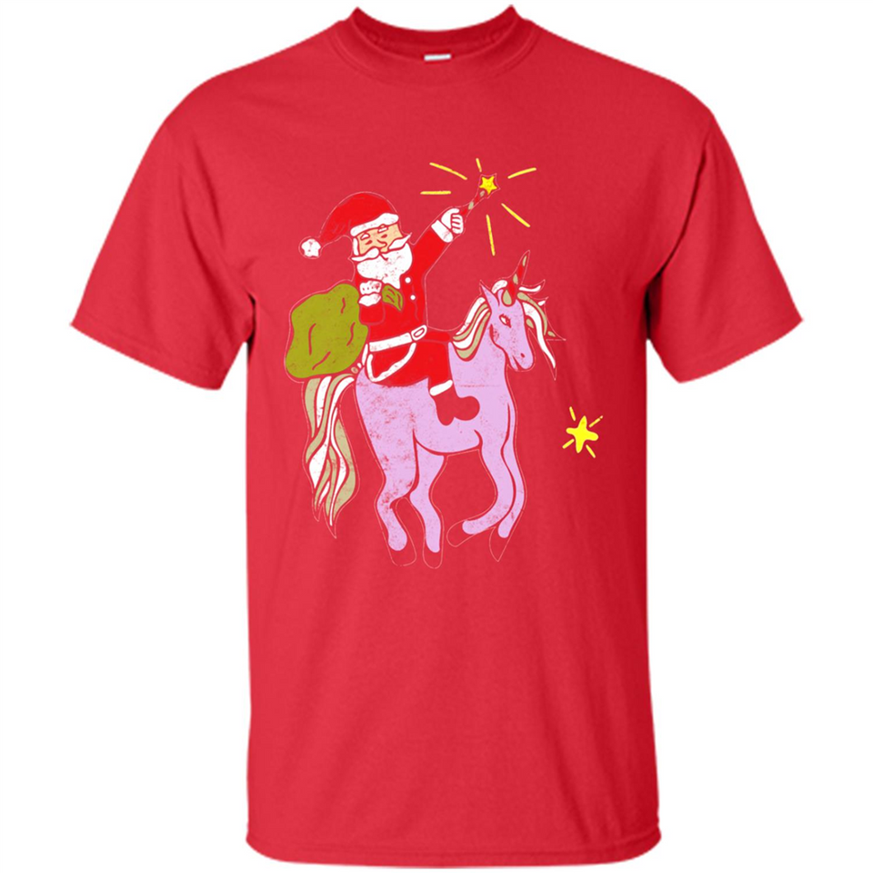 Distressed Retro Santa Riding Unicorn - Shirt