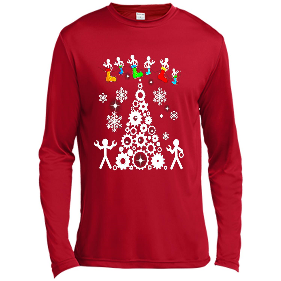 Funny Mechanics Ugly Christmas 2018 - Canvas Long Sleeve T-Shirt