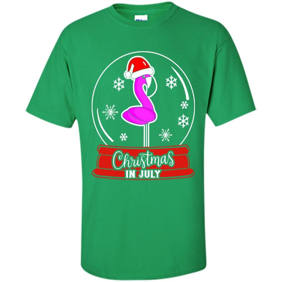 Christmas In July Flamingo Snow Globe Santa Hat - Shirt