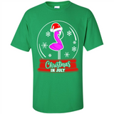 Christmas In July Flamingo Snow Globe Santa Hat - Shirt