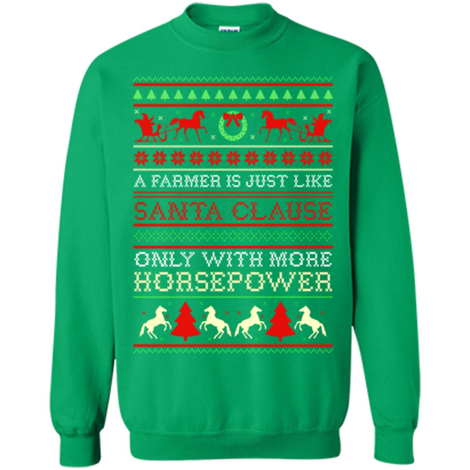 Funny Farmers Gift Ugly Santa Claus Horsepower - Sweatshirt