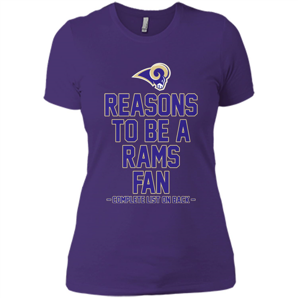 Reasons to be a Los Angeles Rams Fan Complete List on Back - Ladies' Boyfriend T-Shirt
