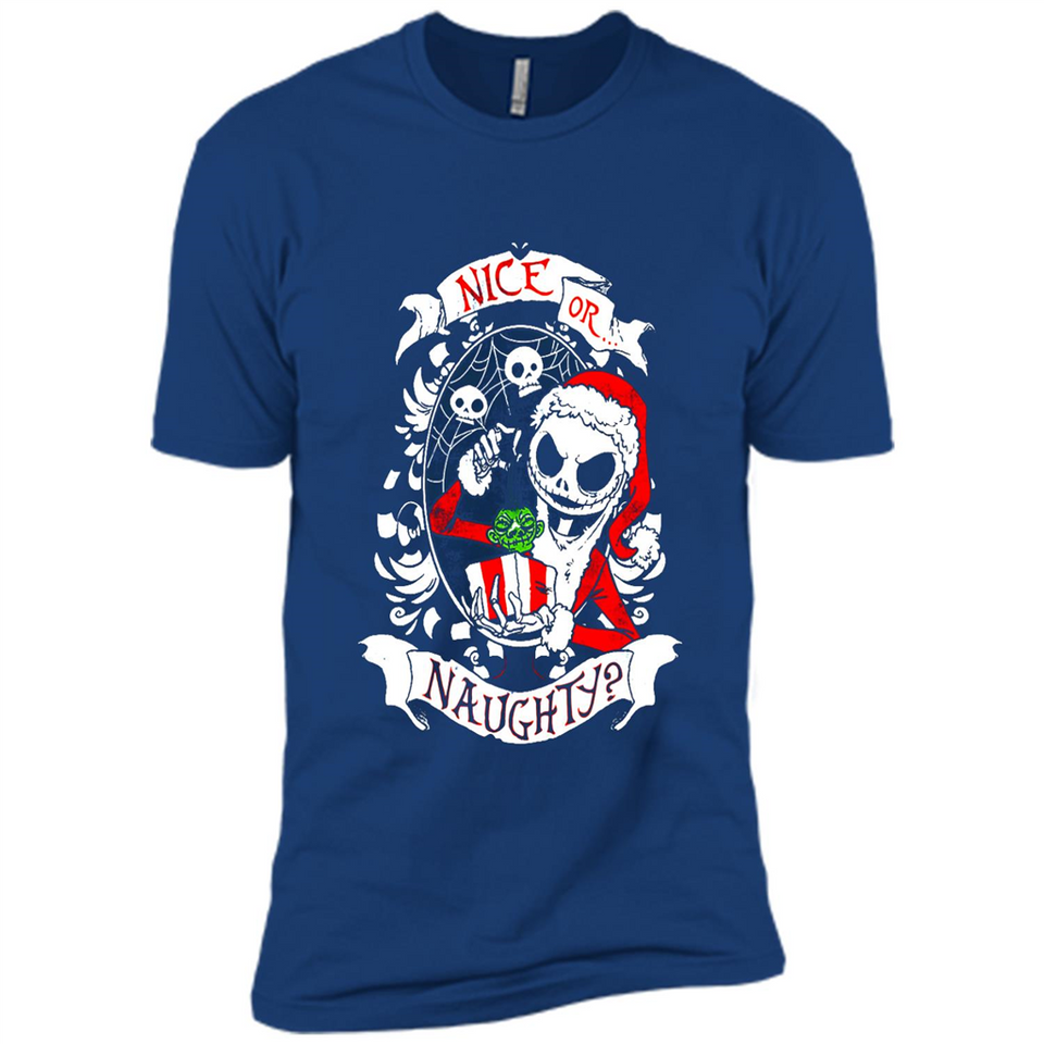 Christmas Shirt, Santa Nice Or Naughty Xmas - Premium Short Sleeve T-Shirt