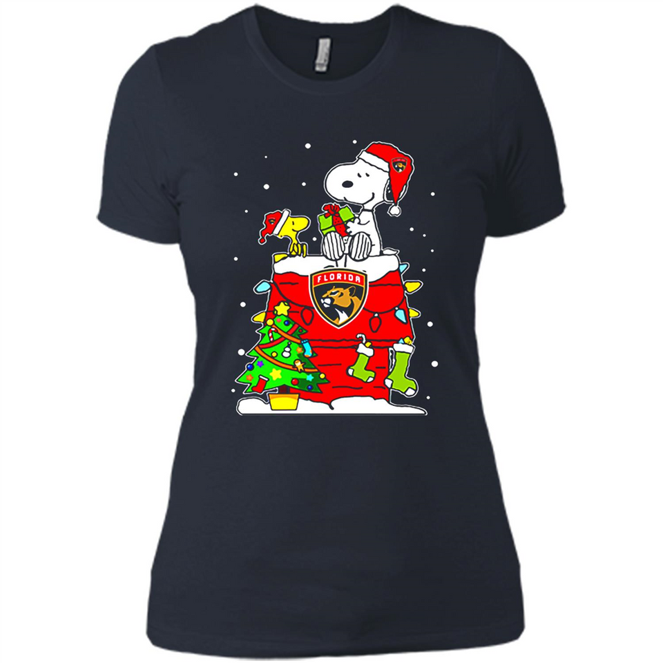 Florida Panthers Snoopy Ugly Christmas Sweaters - Ladies' Boyfriend T-Shirt