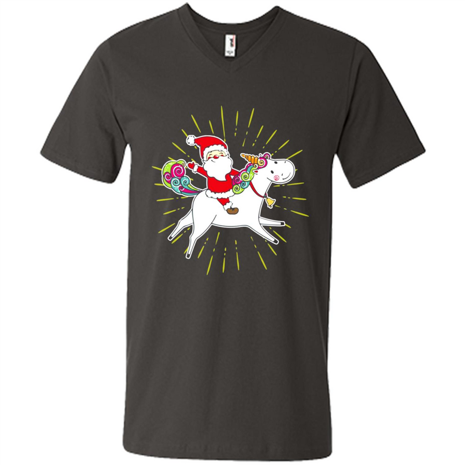 Unicorn And Santa Christmas - Men's V-Neck
