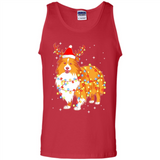 Christmas Lights Shetland Sheepdog Wearing Santa Hat Funny Xmas - Tank Top
