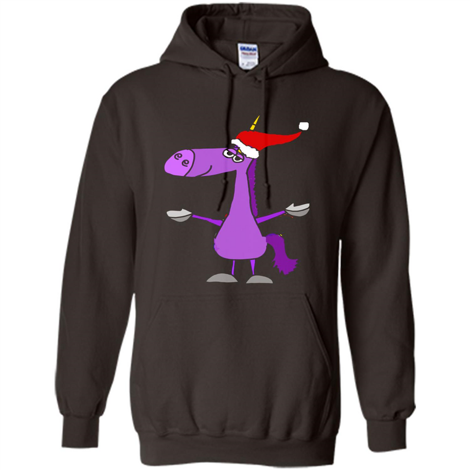 Funny Christmas Unicorn in Santa Hat - Hoodie