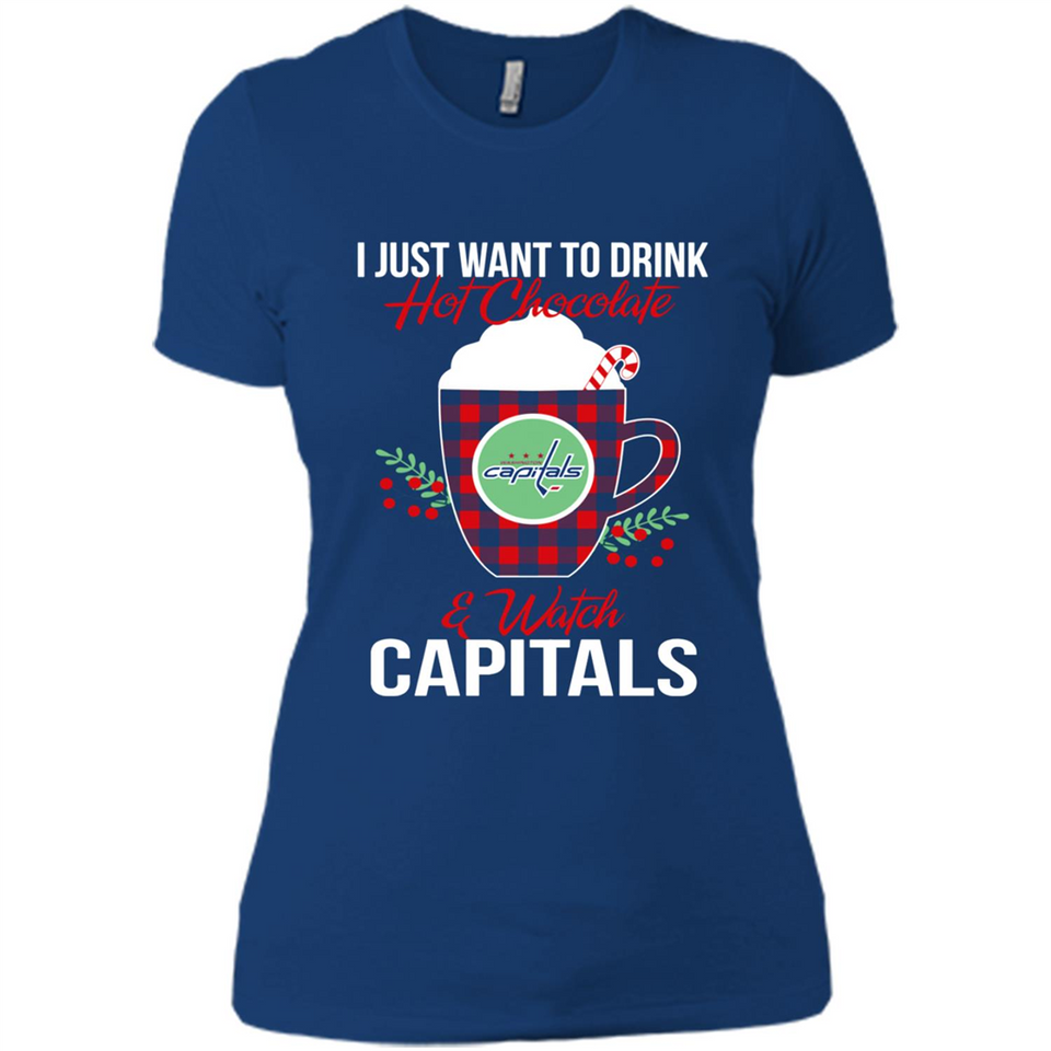 I Just Want To Drink Hot Chocolate & Watch Washington Capitals Ugly Christmas Sweater PINGPONG