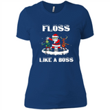 Floss Like A Boss Santa Flossing Dance Funny - Ladies' Boyfriend T-Shirt