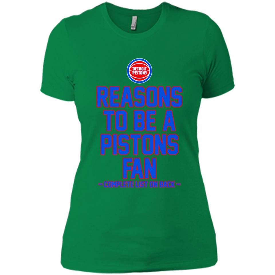 Reasons to be a Detroit Pistons Fan Complete List on Back - Ladies' Boyfriend T-Shirt