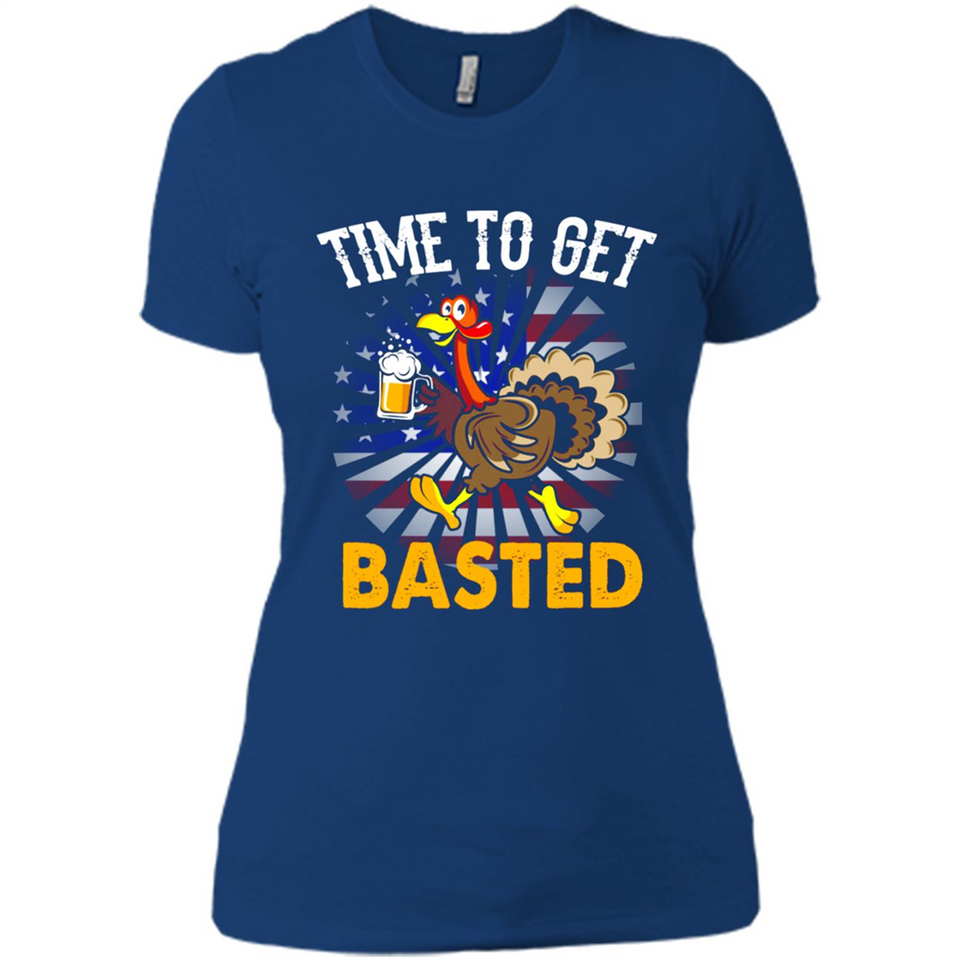 Time To Get Basted Funny Turkey Beer Thanksgiving - Ladies' Boyfriend T-Shirt