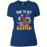 Time To Get Basted Funny Turkey Beer Thanksgiving - Ladies' Boyfriend T-Shirt