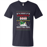 Merry Christmas Shitter Full Christmas Tree Snowman Sweater PINGPONG - Men's V-Neck