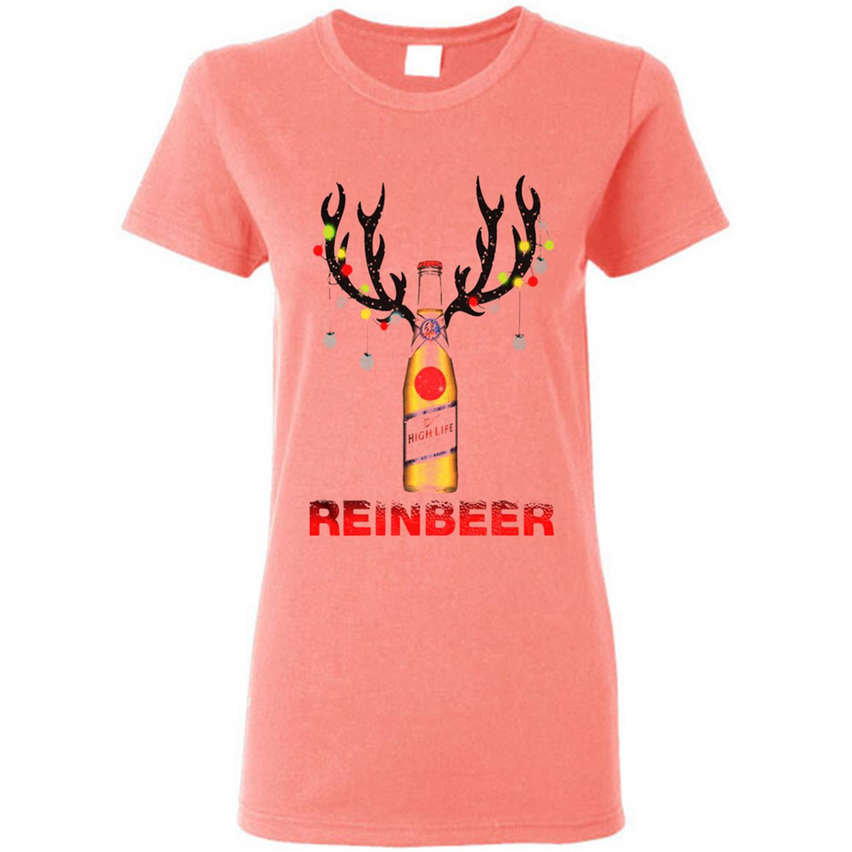 Miller High Life beer reinbeer Christmas - Ladies Short-Sleeve